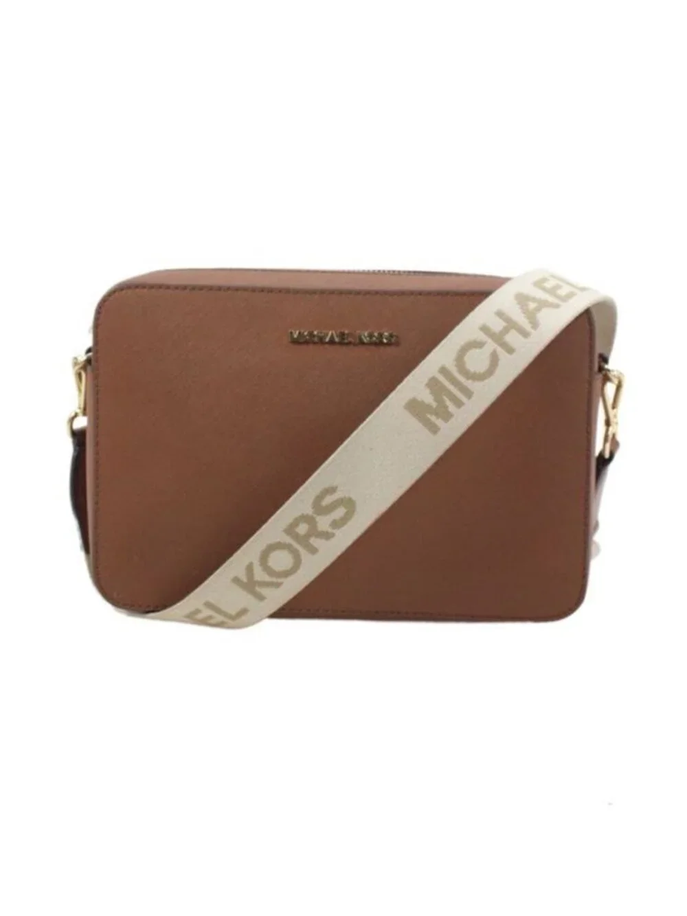 Michael Kors Brown Crossbody Bag with Cream Logo Strap